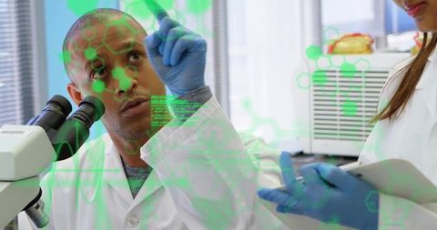 Scientist Analyzing Molecular Structure with Innovative Technology