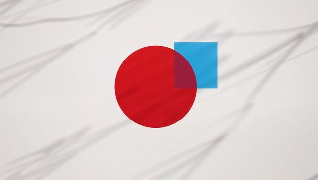 Modern Abstract Composition with Red Circle and Blue Square
