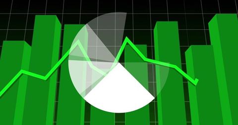 Live finance dashboard visualizing real-time growth with neon green 3d charts