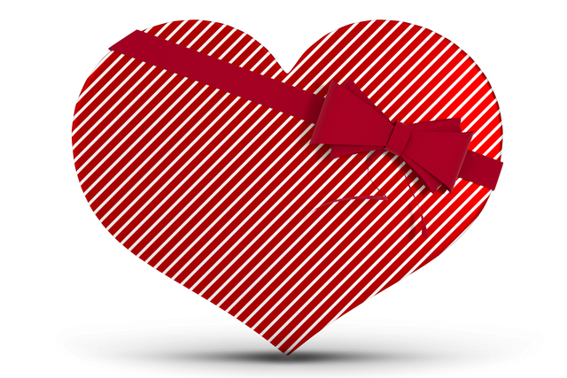 Transparent heart shaped gift box with striped pattern and red bow - Download Free Stock Videos Pikwizard.com