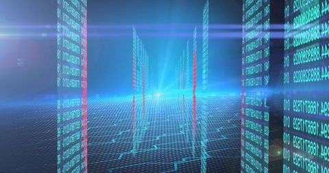 Futuristic Data Processing in Digital Space with Glowing Elements - Download Free Stock Images Pikwizard.com
