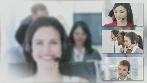 Collage of Focused Call Center Teams Collaborating
