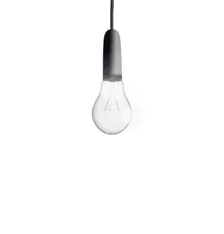 Transparent light bulb suspended in air with gentle glow