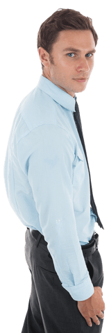 Transparent Businessman in Formal Attire Looking Over Shoulder