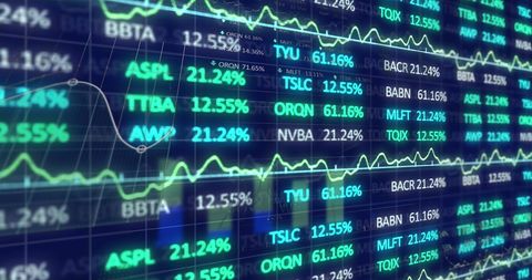 Dynamic stock market data display on digital screen