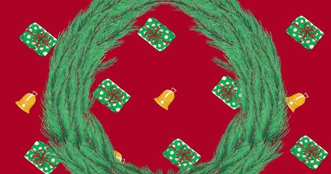 Festive Holiday Design with Christmas Wreath and Gifts