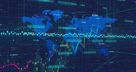 World Map Global Finance Data Analytics Visualization