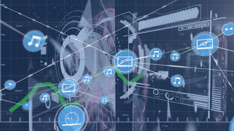 Digital Network of Connections with Music Data Icons