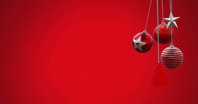 Festive Christmas Baubles and Ornaments on Red Background - Download Free Stock Images Pikwizard.com