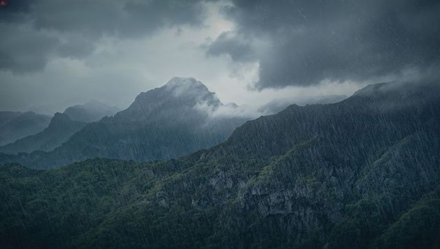 Dramatic Mountain Ridges in Stormy Weather