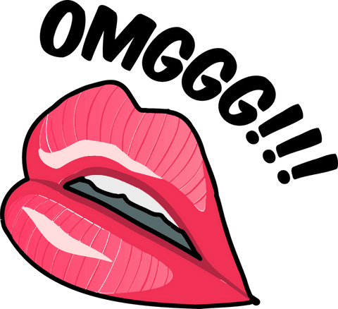 cartoon pink lips and omggg!!! on transparent background - Download Free Stock Videos Pikwizard.com