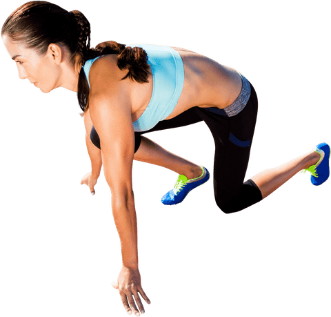caucasian female runner in start position with transparent background - Download Free Stock Videos Pikwizard.com