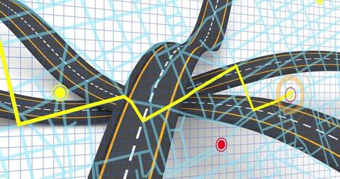 Complex Network of Roads on Abstract Grid Background