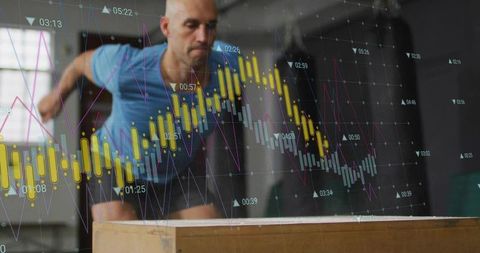 Dynamic exercise with financial data overlay symbolizing growth