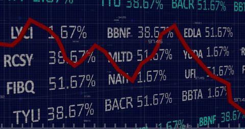 Stock Market Downturn Displayed in Financial Data 3D Graph