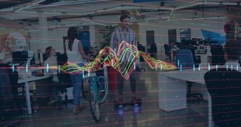 Digital Analytics and Modern Workspace Double Exposure Concept