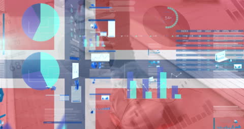 Norwegian Flag Overlay with Data Analytics Imagery