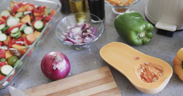 Fresh Vegetables and Ingredients for Cooking on Kitchen Counter - Download Free Stock Images Pikwizard.com