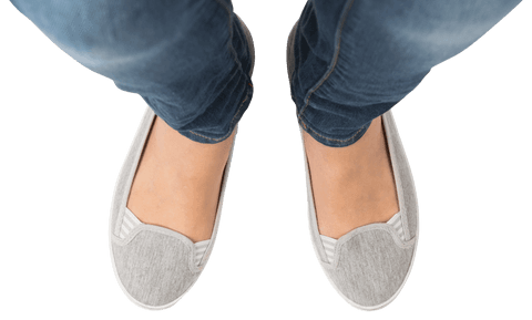 top view of woman's feet in casual grey flats on transparent background - Download Free Stock Videos Pikwizard.com