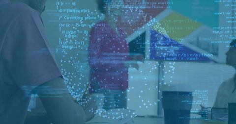 Tech Team in Collaborative Work Session with Cloud Computing Focus