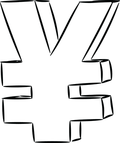Transparent hand-drawn yen symbol illustration