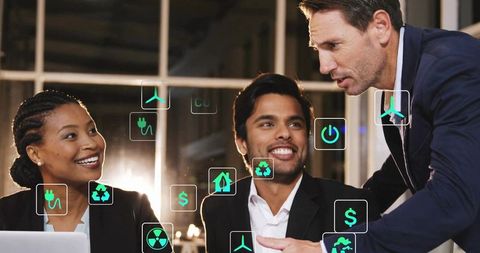 Executives Strategizing Sustainable Solutions in Modern Office