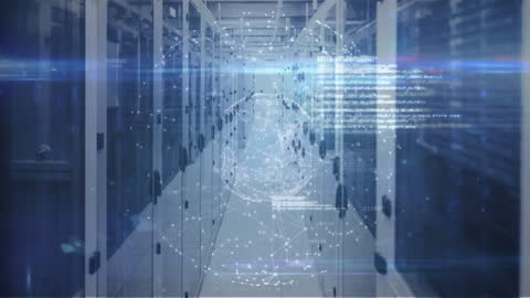 Digital Globe and Data Connection Overlay in a Server Room