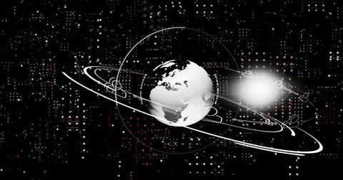 Futuristic Digital Globe with Orbital Connectivity Elements