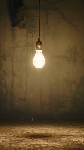 Switching On Edison Bulb Illuminating Worn Industrial Room Vertical Video