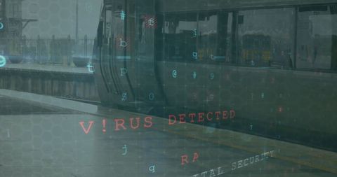 Digital Virus Alert on Train Station Interface
