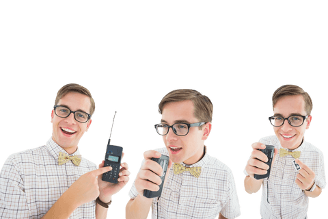 caucasian man enthusiastically using short wave radio transparent format - Download Free Stock Videos Pikwizard.com