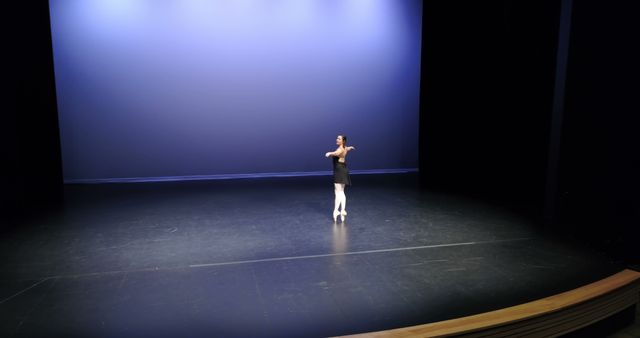 Solo Ballerina Performing on Stage with Spotlight in Theater - Download Free Stock Images Pikwizard.com