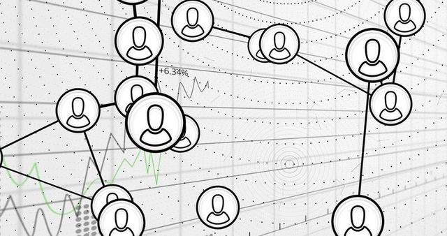 Digital Networking Illustration with Avatar Icons and Data