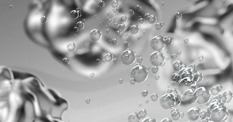 Floating Bubbles with Silver Shapes on Metallic Background - Download Free Stock Images Pikwizard.com