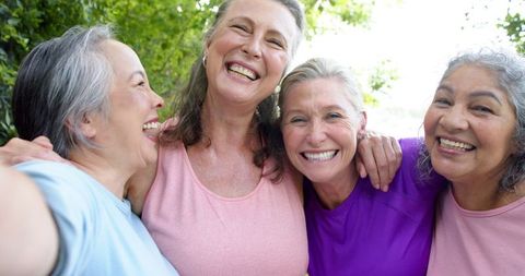 Senior Women Laughing and Embracing Outdoors in Close Friendship - Download Free Stock Images Pikwizard.com