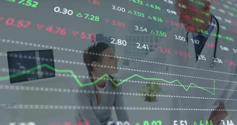 Child Healthcare Exam Superimposed with Financial Analytics Graphs