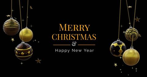 Elegant Black and Gold Christmas and New Year Greeting - Download Free Stock Images Pikwizard.com