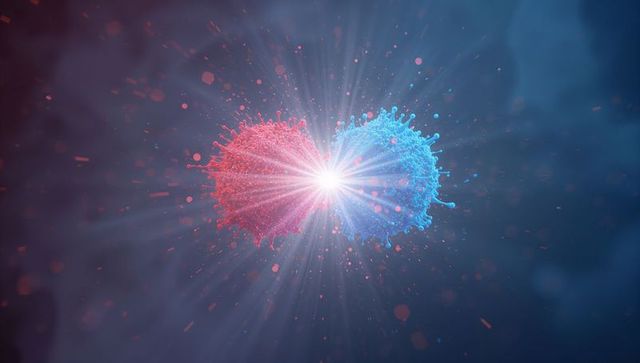 Abstract Colliding Virus Lifeforms with Radiant Energy in Digital Mist