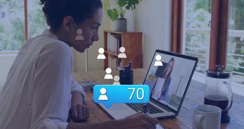 Remote Employee Participating in Online Conference with Colleague