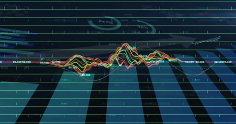 Dynamic Waveform on Futuristic Analytics Dashboard Interface