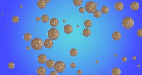 Floating Golden Coins on Blue Background for Financial Themes