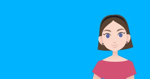 Pictogram of Woman in Pink Dress on Blue Background - Download Free Stock Images Pikwizard.com