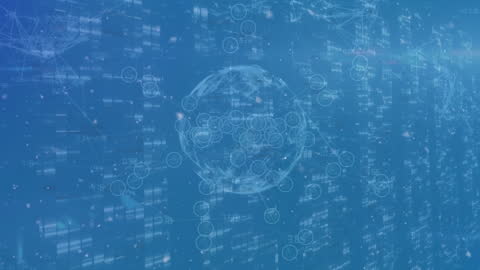 Abstract Digital Network With Globe Hologram Overlay