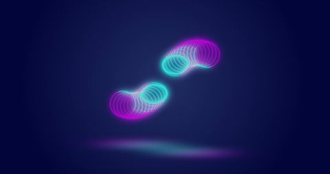 Vibrant Neon Circles on Dark Background Representing Motion