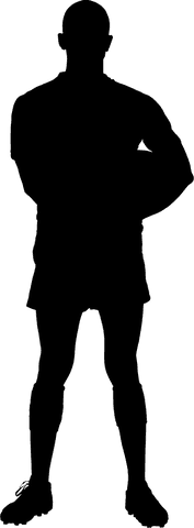 Silhouette of strong athletic man holding rugby ball - transparent overlay