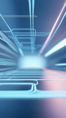 Vertical neon tunnel gliding through glowing cyberpunk frames futuristic tech video
