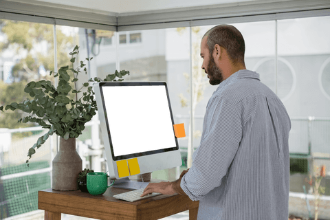 transparent placeholder screen workspace with male designer - Download Free Stock Videos Pikwizard.com