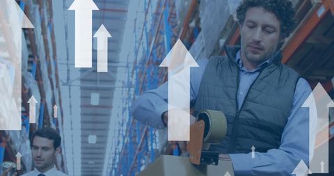 Warehouse Operations with Global Data Overlay Concept - Download Free Stock Images Pikwizard.com
