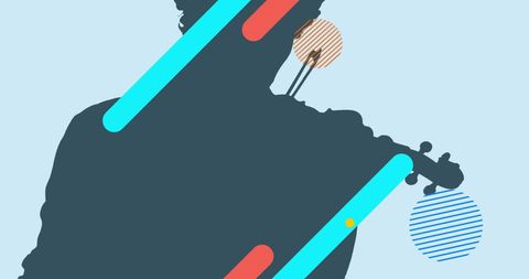 Colorful abstract design with violin silhouette