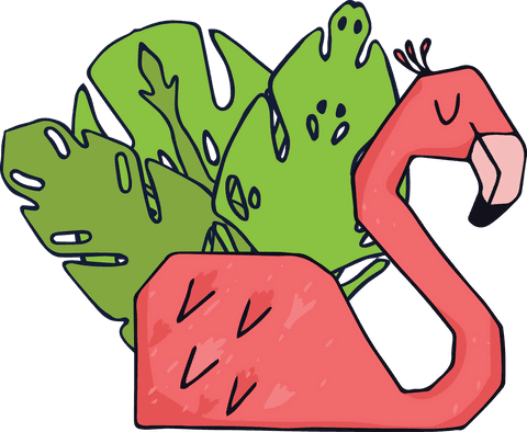 transparent vector flamingo scene with leaf design - Download Free Stock Videos Pikwizard.com